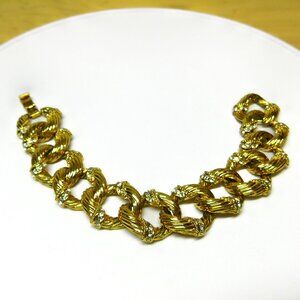 Camrose & Kross Textured Gold Tone Loop Bracelet With Swarovski Crystals